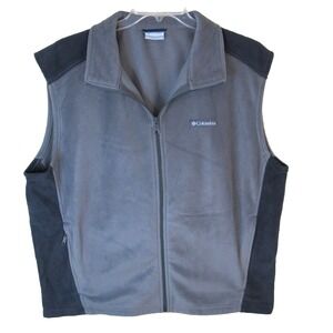 Columbia Full Zip Fleece‎ Vest Men's XL Outdoor Hiking Walking Gray Black